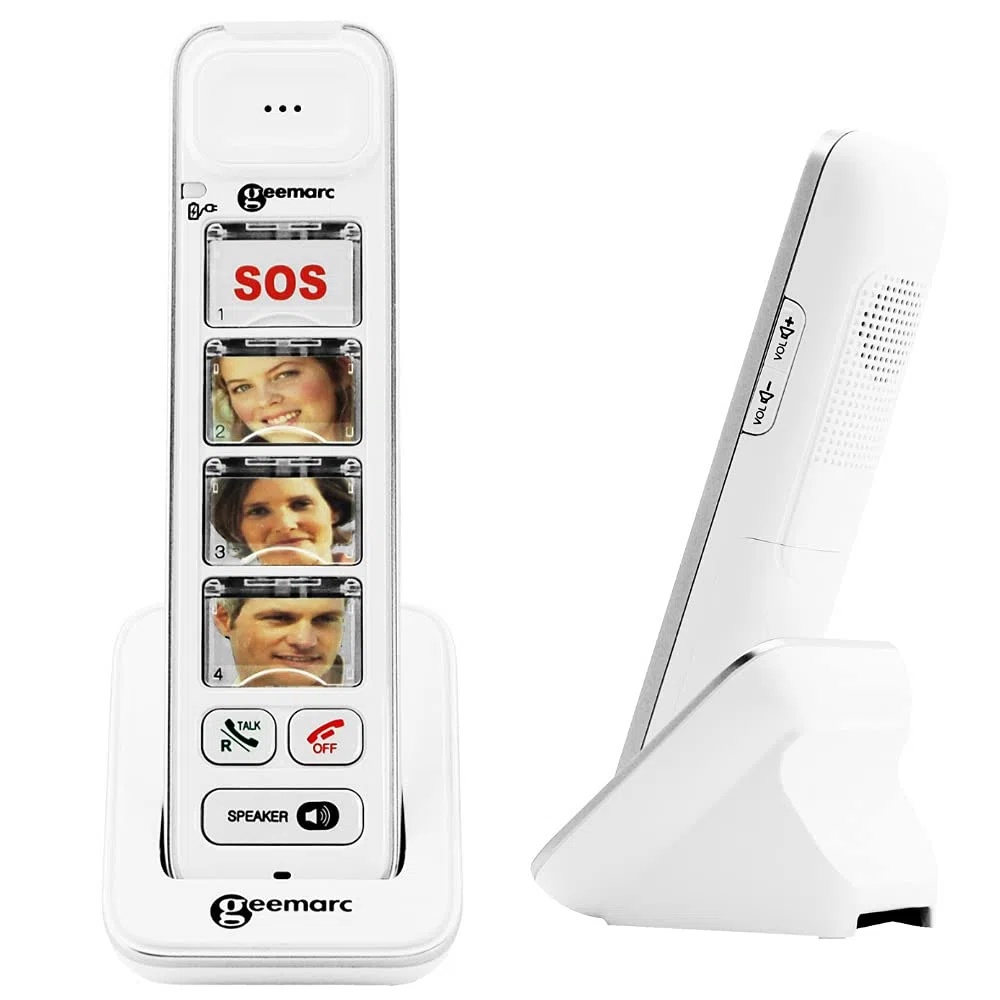 GEEMARC Amplidect Combi Photo 295 – Teléfono con cable amplificado con contestador para Senior + Combinado Inalámbrico Amplidect COMBI-PHOTO 295 – Fotofono para personas con discapacidad auditiva y