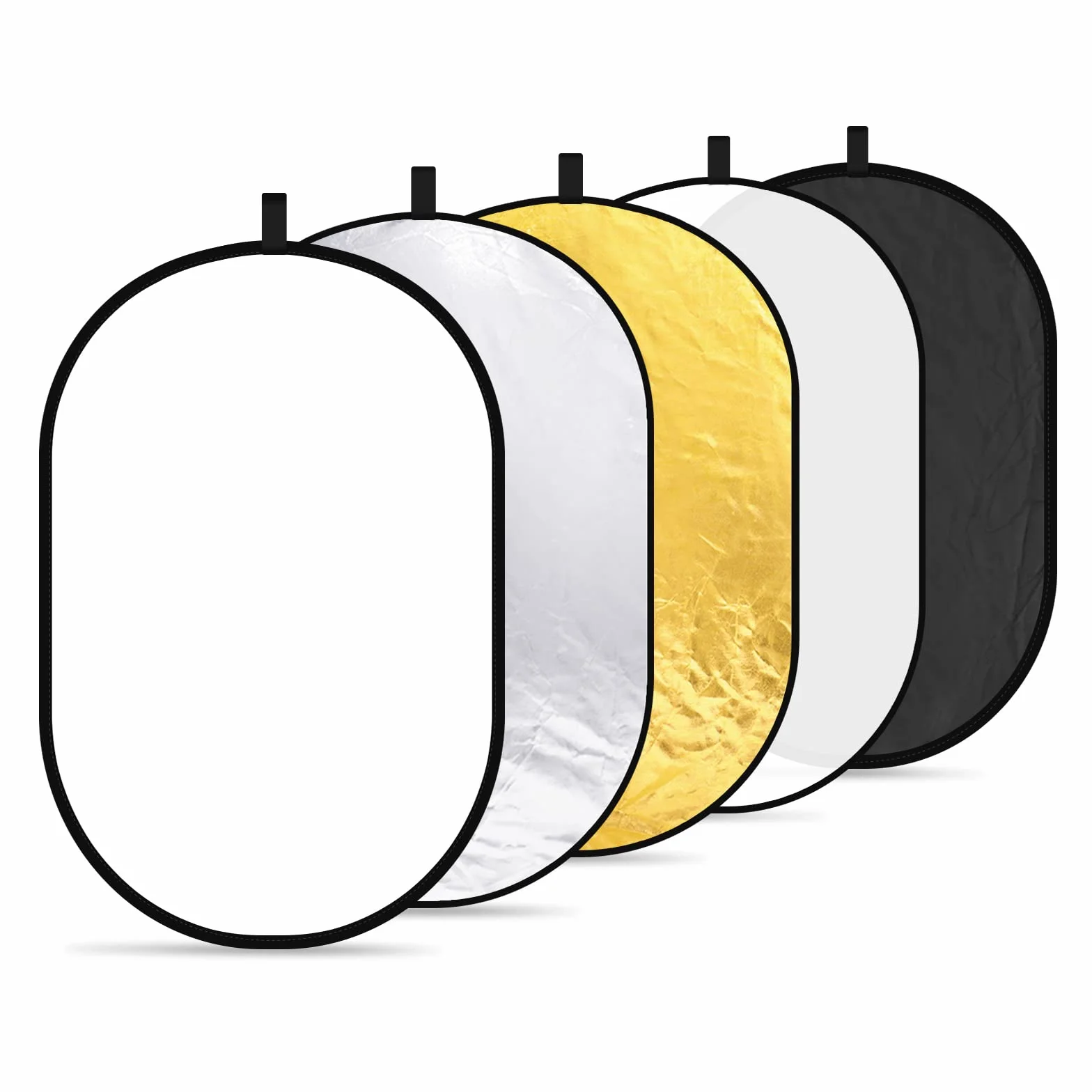 NEEWER Portátil 5 en 1 24"x36"/60x90cm Reflectores de Luz para Fotografía, Multidisco Plegable con Bolsa - Translúcido, Plata, Oro, Negro,Difusor Blanco para Iluminación de Estudio y Exterior