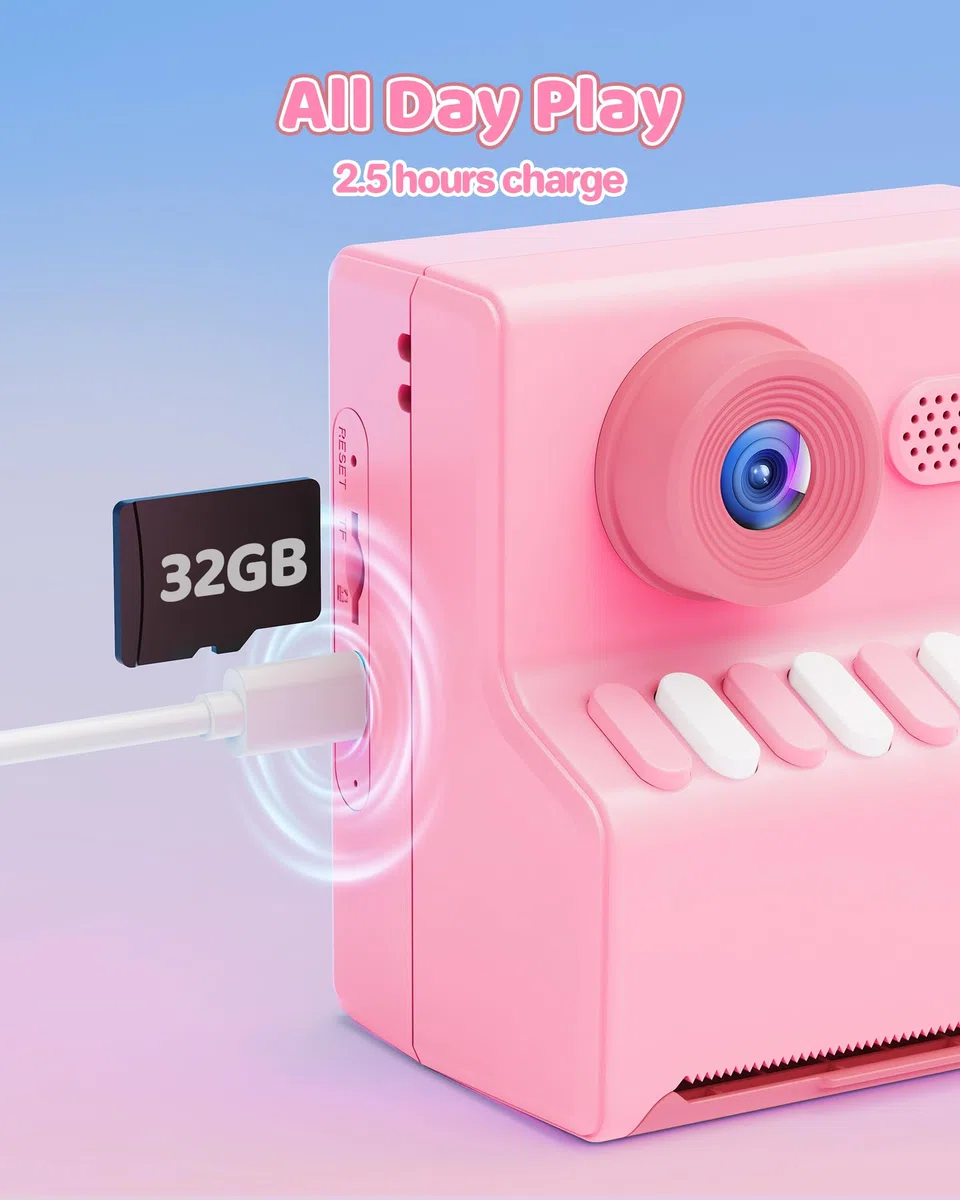 Camara de Fotos Instantaneas Niños: HODDRCCN 40MP Camara Fotos Infantil Instantanea Rosa - Incluye Tarjeta de 32G y Correa Portátil - Juguete Regalo Navideño de Cumpleaños para Niñas de 3 a 14 Años