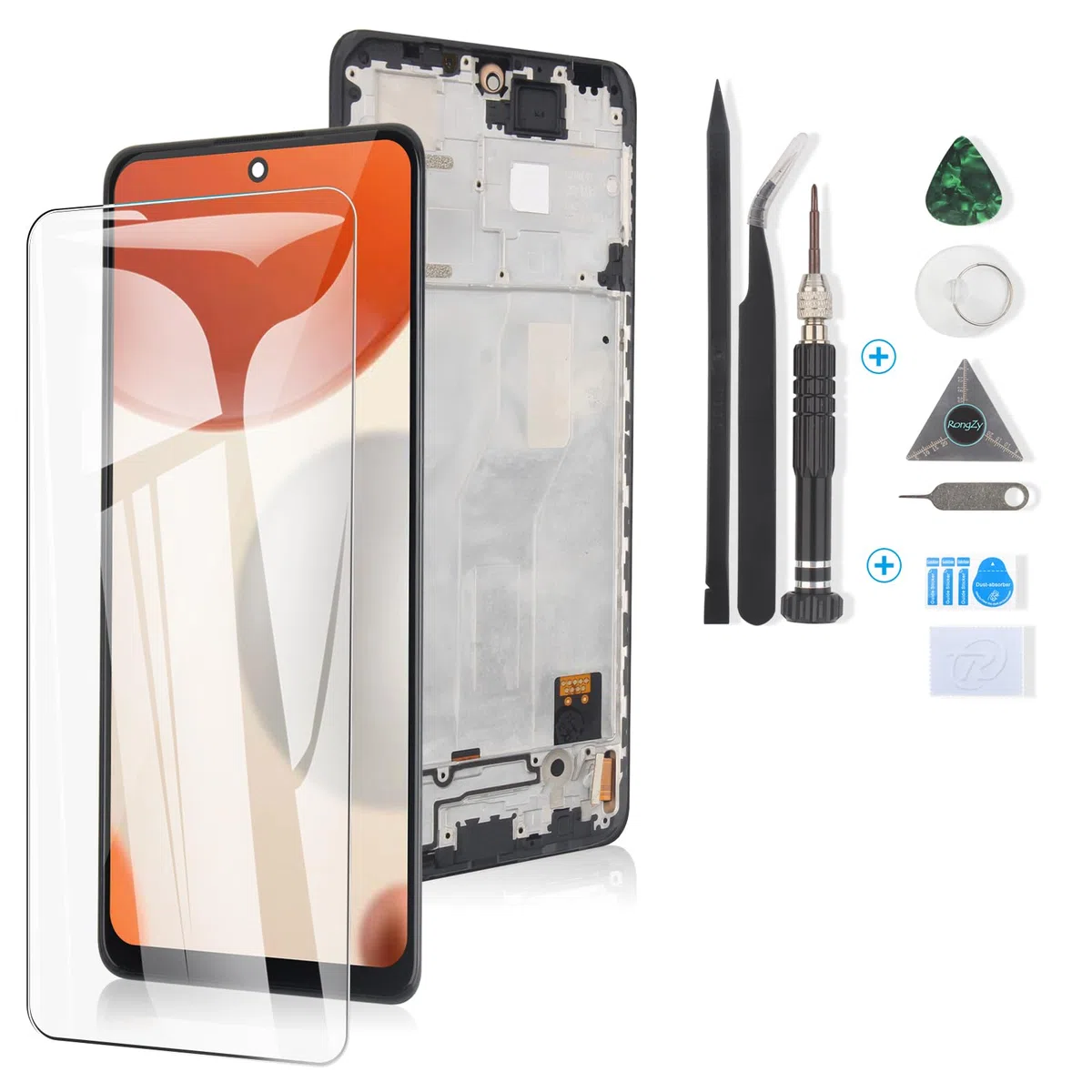 RongZy Pantalla para Xiaomi Redmi Note 10 Pro M2101K6G M2101K6R Pantalla Táctil LCD Kit de Pantalla de Repuesto Ensamblaje Digitalizador de Reemplazo con Herramientas(Negro con Marco)