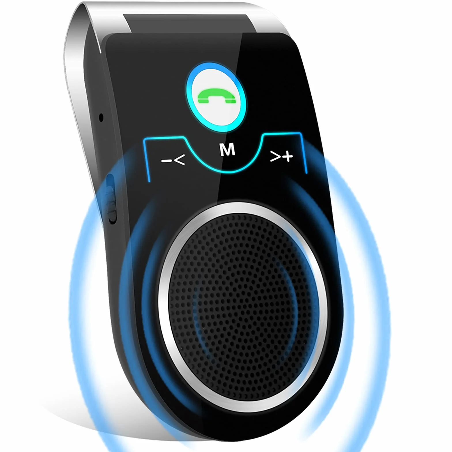Manos Libres para Coche, Altavoz Bluetooth 5.0 para Automóvil, Altavoz Inalámbrico para el Coche con Cancelación de Ruido para Llamadas, Transmisión de Música y GPS, Compatible con iPhone y Samsung