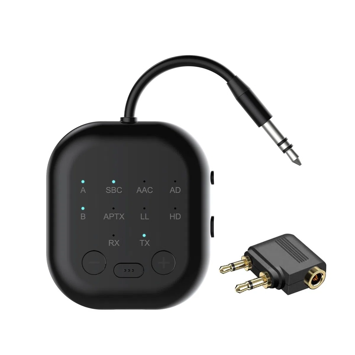 eppfun Transmisor Receptor Bluetooth 5.3 para TV, APTX-Adaptive Adaptador Audio Bluetooth con AUX 3,5mm Jack para PC/Televisión/Altavoces/Avion
