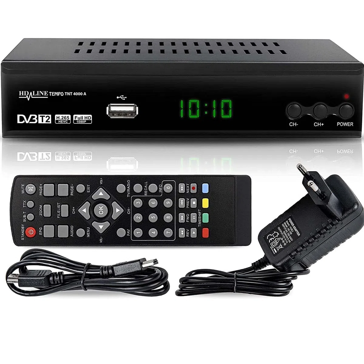 Tempo 4000 Decodificador TDT HD - DVB-T T2 – DVB T2 / HDMI Full HD/Canales Sintonizador/Receptor TV/H.265 HEVC/USB/Decoder/TNT/TDT Television / 4K