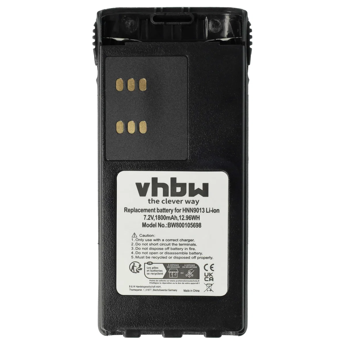 vhbw Batería Recargable Compatible con Motorola GP340, GP360, GP380, GP540, GP580, GP640, GP680 Radio (1800 mAh, 7,2 V, Li-Ion)