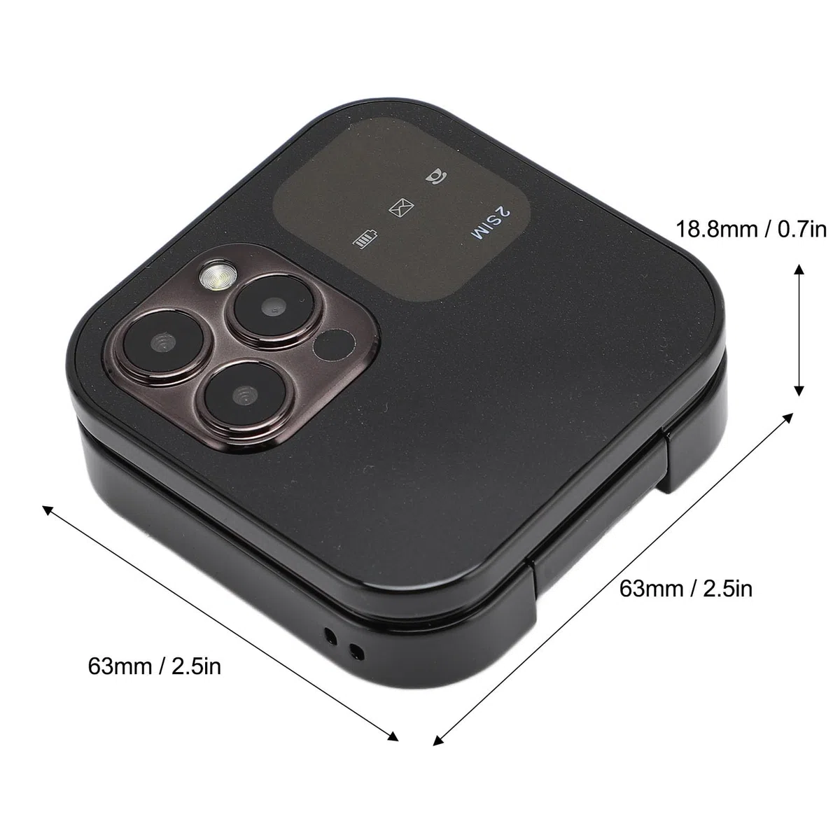 ASHATA Mini Teléfono Móvil Plegable 2G, Soporte Dual SIM, Radio FM, Bloqueo de Llamadas, Vibración, Marcación Rápida, 32 MB RAM
