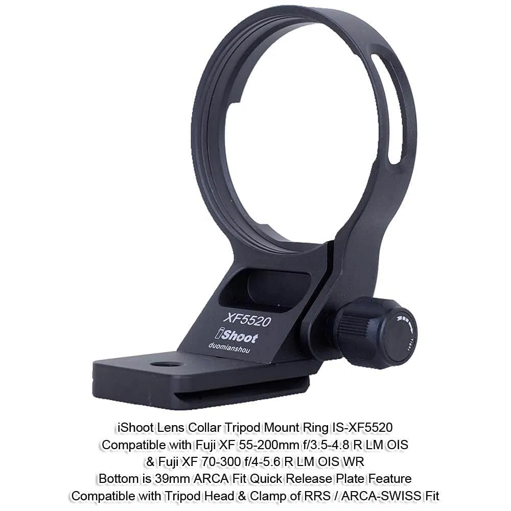 iShoot Anillo de Montaje en Trípode Collar de Objetivo Compatible Fujifilm XF 55-200mm f/3.5-4.8 R LM OIS Fuji XF 70-300 f/4-5.6 R LM OIS WR, Soporte Lente es Arca-Swiss Fit Placa de Liberación Rápida