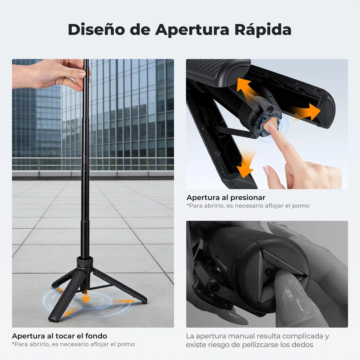K&F CONCEPT MS71 Palo Selfie 65CM, Mini Trípode Abre con Un Solo Clic, Trípode para Móvil con Rótula Esférica y Zapata Fría Compatible con dji Osmo Pocket 4/3, Action 5 y GoPro 13/12