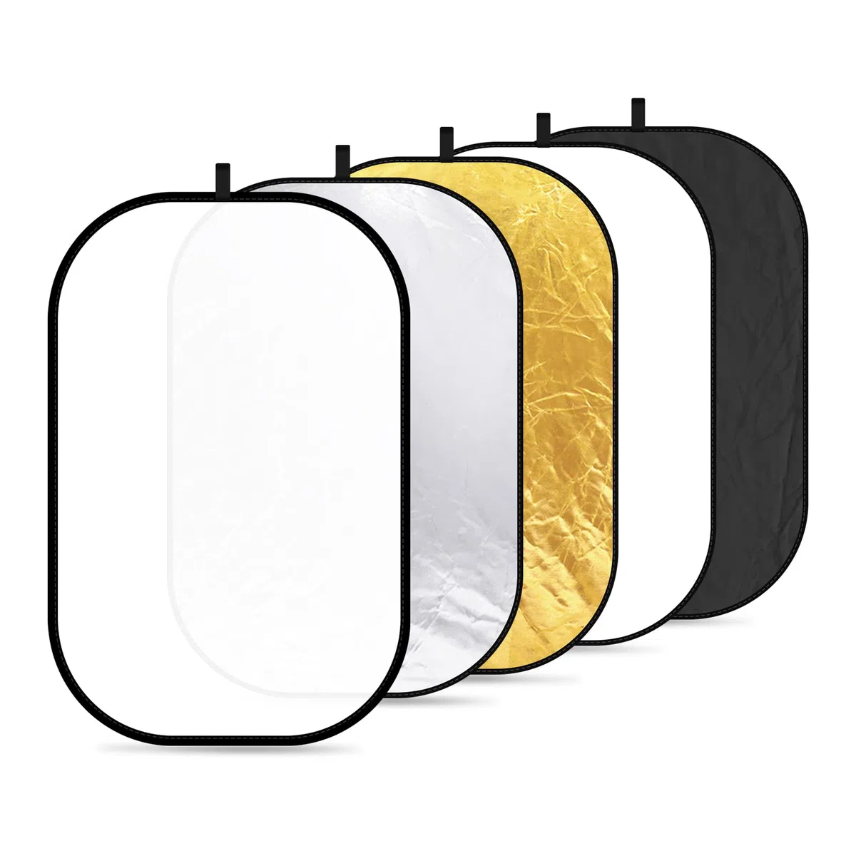 Neewer® Reflector de luz Ovalado 5 en 1, 120 x 180 cm, Plegable, Profesional, con Superficie translúcida, Plata, Negro, Oro, Blanco