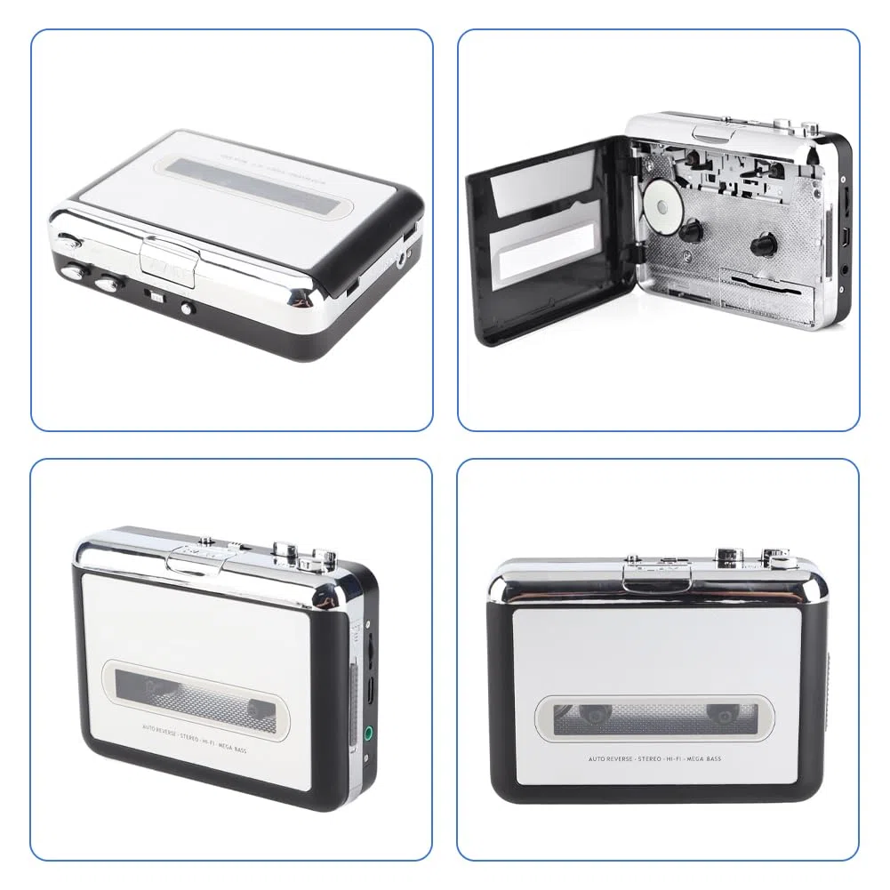 Tiiyee Cassette Reproductor Grabador, Convertidor de Cinta A Mp3 Casetes Portátil Música Audio Casete Walkman USB Cintas con Auriculares para Computadora Enchufe Hembra 3,5 MM Miniestéreo Stereo