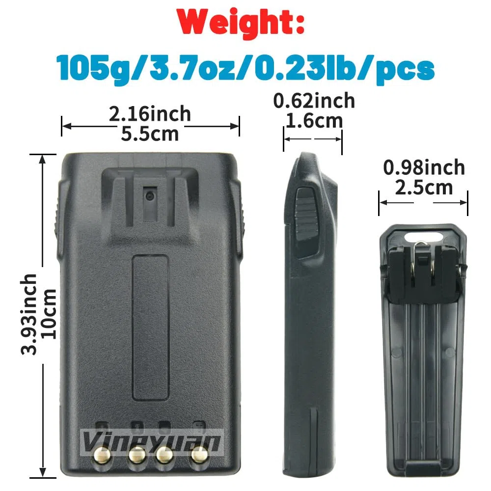 7.4V 1700mAh 1A17KG-3 Batería para WouXun KG-UVD1P KG-UV6D KG-659 KG-699 KG-689 Batería de Iones de Litio rápida de Radio bidireccional con Clip para cinturón