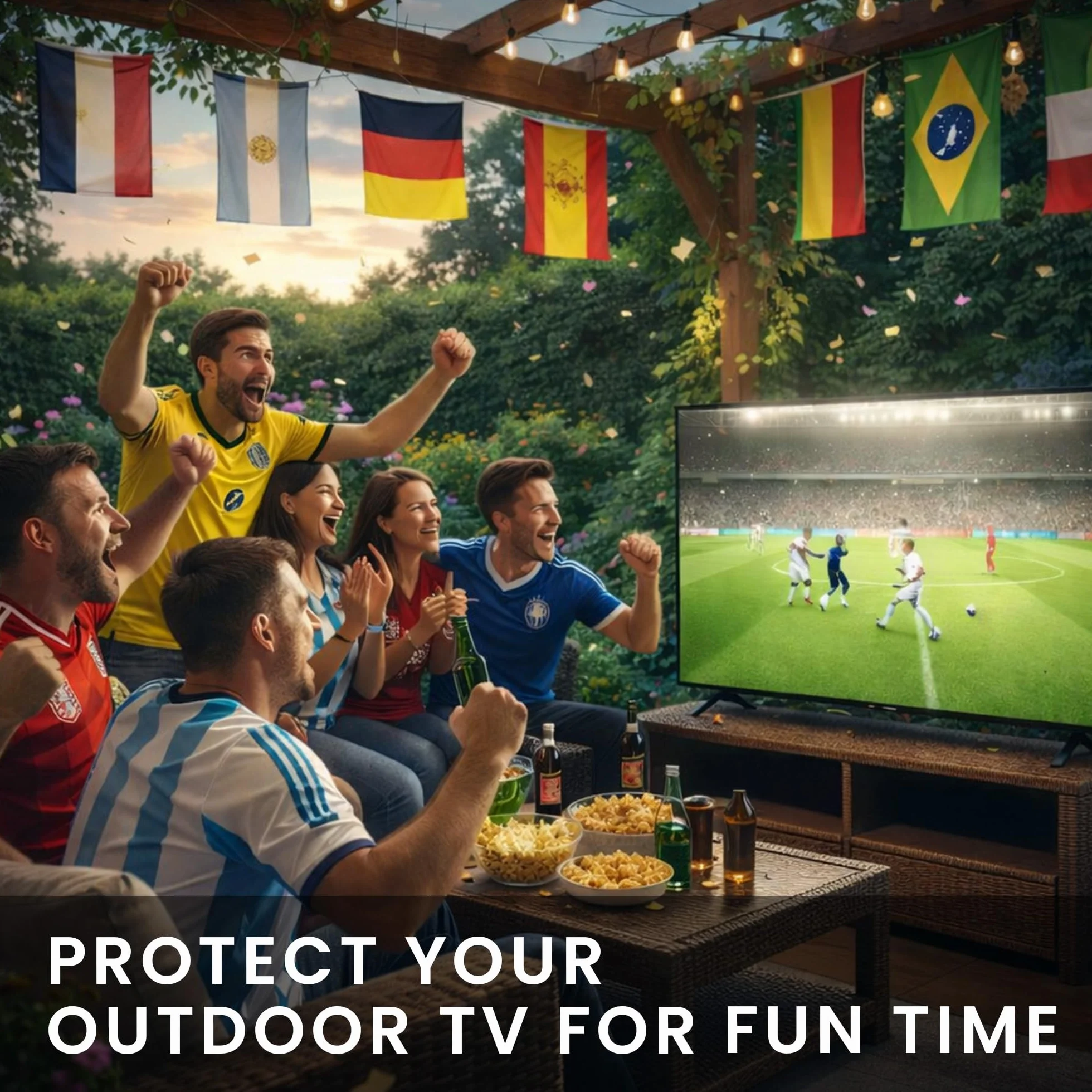 kwmobile Fundas para TV Exterior de 32" TV - Funda TV Exterior para Aire Libre, Cubierta Impermeable Televisión - No toques mi TV