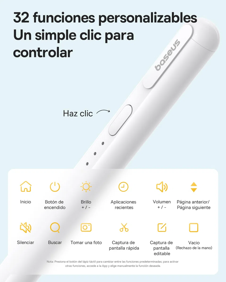 【1:1 Original】 Baseus Lápiz Compatible con iPad 2018-2025, Enlace sin Cables, 32 Funciones, 17H de Batería, Pencil para iPad 6/7/8/9/10, Pro 11“/12.9“/13'', Air 3/4/5/6, Mini 5/6