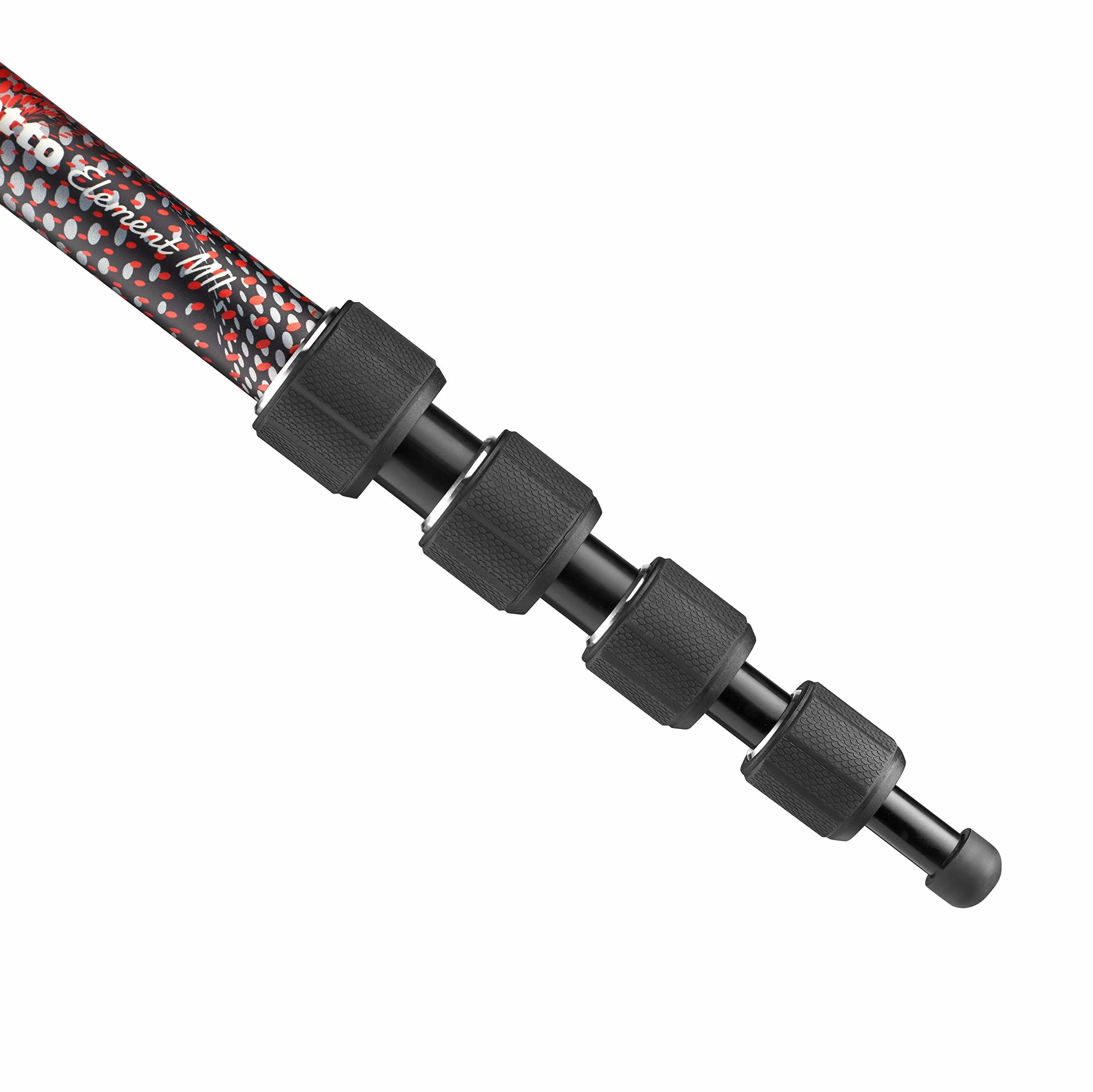 Manfrotto Element MII MMELMIIA5RD - Monopie Ligero de Viaje en Aluminio 5 Secciones, Rojo, con Muñequera, Mango de Goma, Bloqueos por Torsión, Carga 16 kg, para Cámara Compacta, Sin Espejo, DSLR
