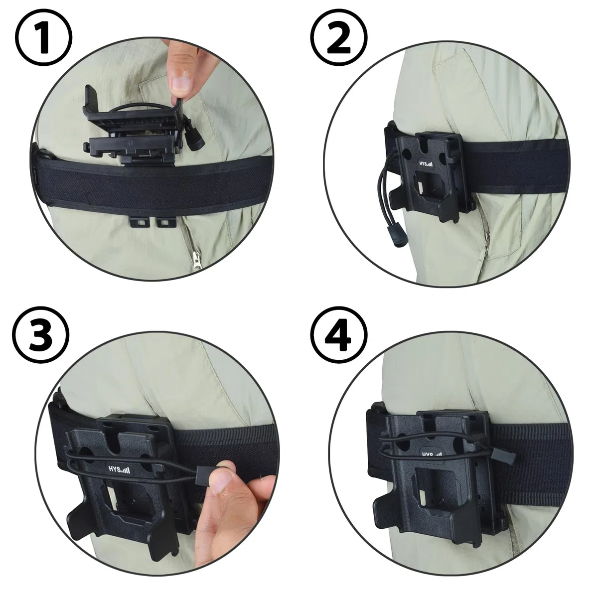 HYS Soporte Walkie Talkie con sistema Molle para cinturones, mochilas, compatible con radio de mano Baofeng Quansheng Motorola y micrófono de altavoz (H-MOLLEBELT)