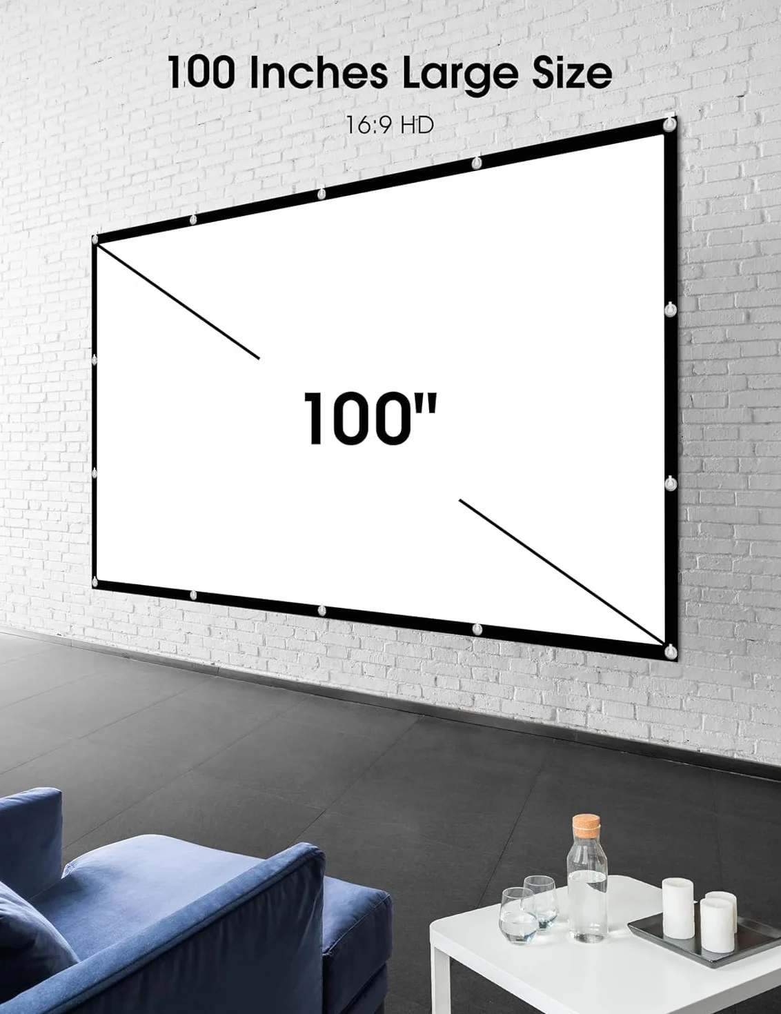 Osoeri Pantalla Proyector 100 Pulgadas 16:9 HD Antiarrugas Plegable Portátil Lavable Tela Proyector, Pantalla de Proyección de Doble Cara para Patio, el hogar, Teatro Exterior