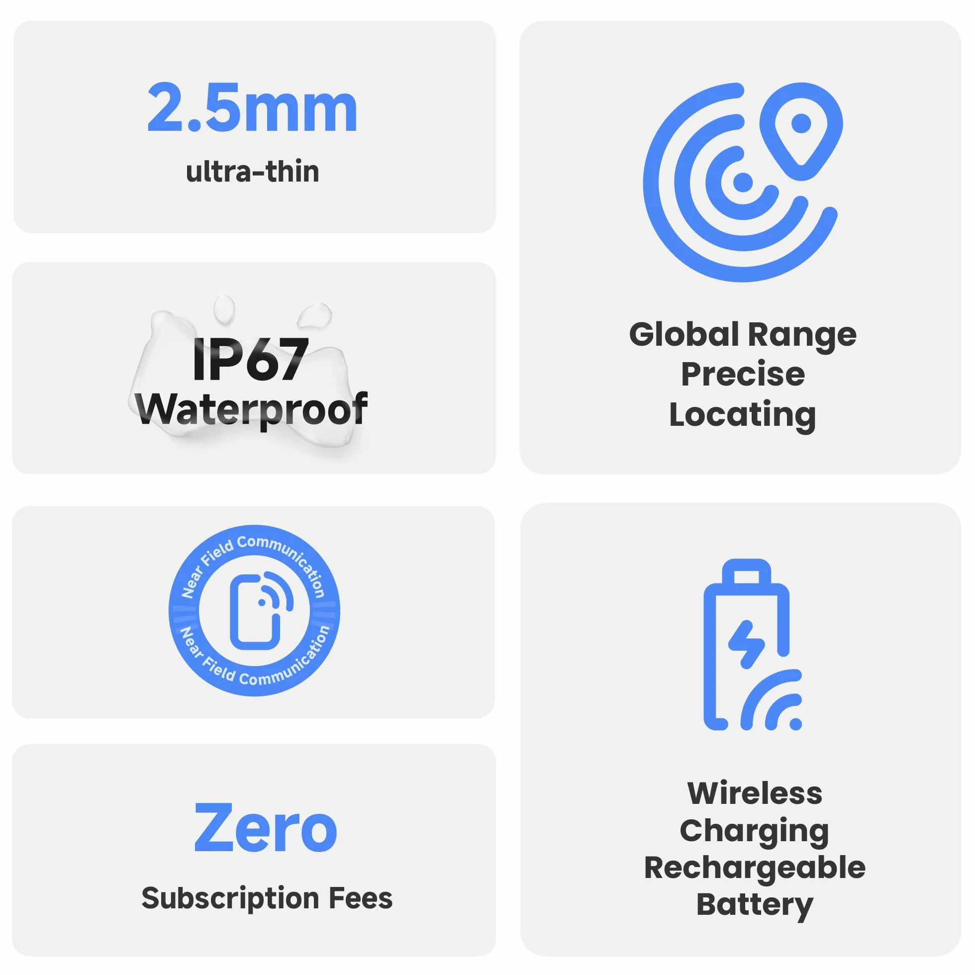 MiLi MiCard Localizador para iOS & Android, Etiqueta de rastreo Inteligente Recargable inalámbricamente con Tarjeta de presentación Digital NFC, para Cartera, Pasaporte, Maleta