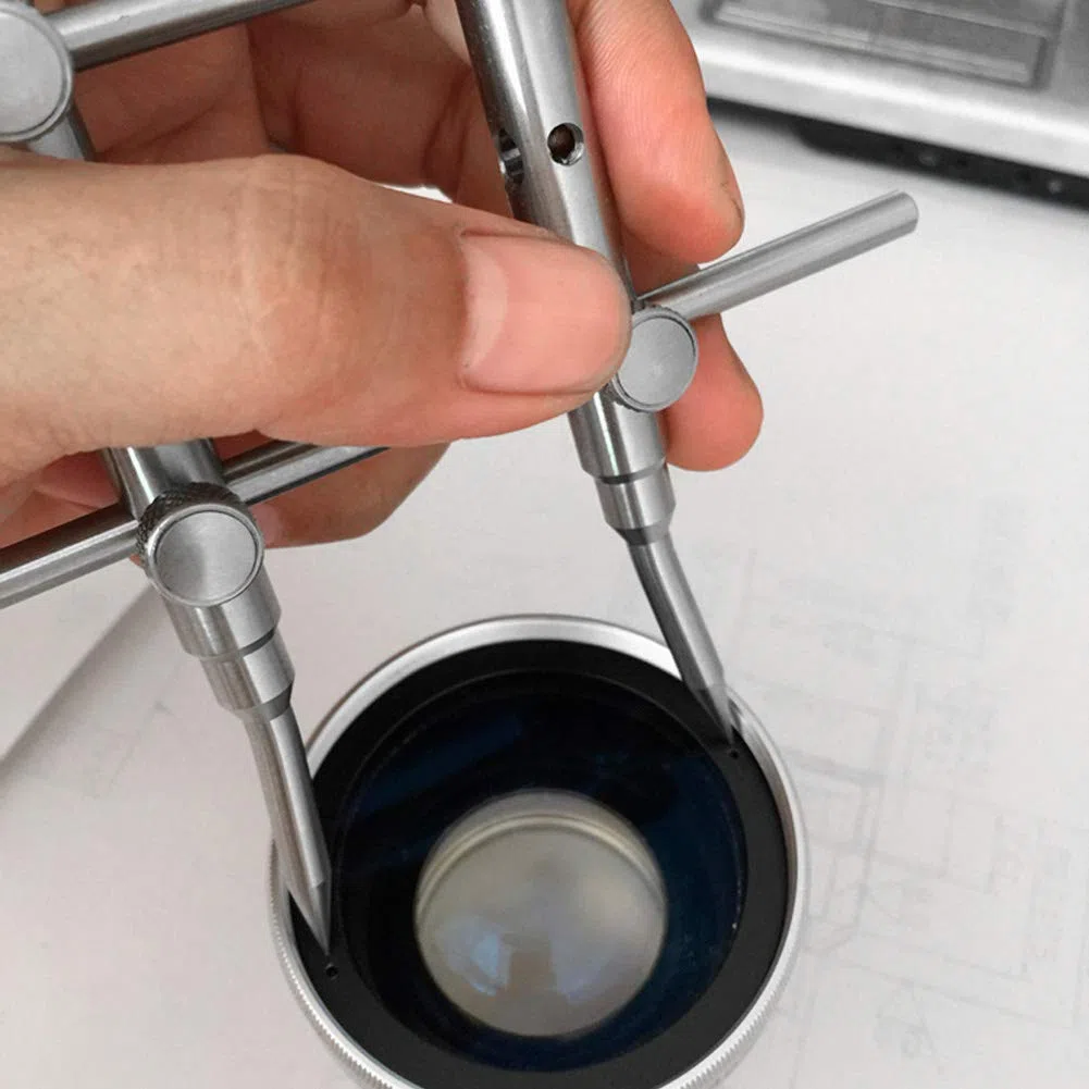 Juego de herramientas para abrir lentes, desmontable para lentes de 10-130 mm, llave de reparación de lentes de cámara de doble punta de acero inoxidable, llave de mantenimiento, sólida, duradera y re
