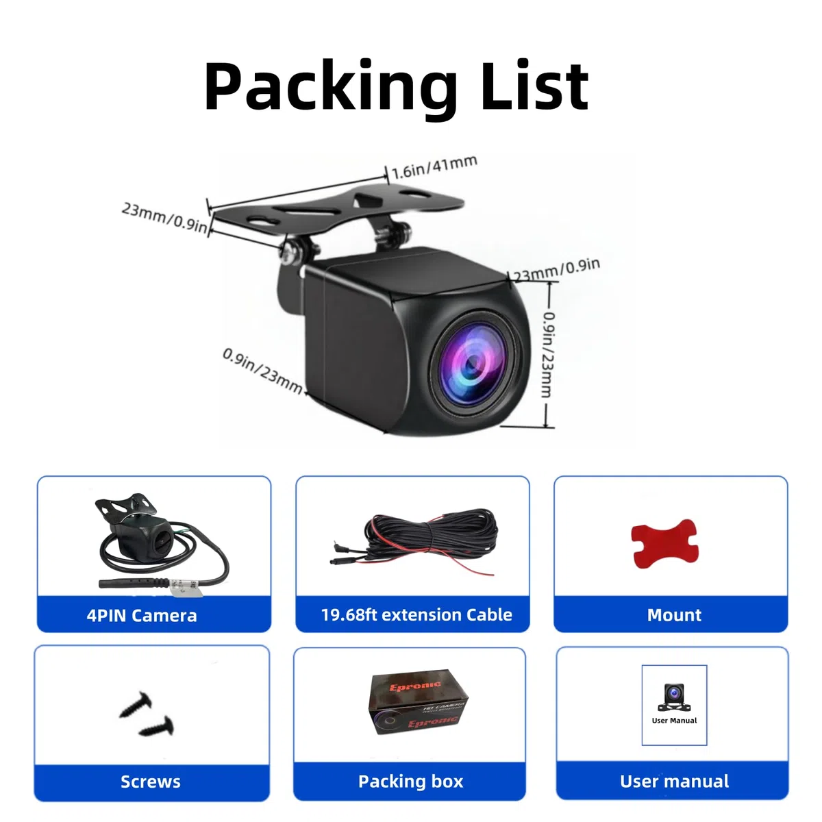 AHD 1080P 4 Pin Cámara de Visión Trasera del Coche para Carplay Portátil 2.5mm Cámara Marcha Atras para Carplay Tactile 6M Visión Nocturna Cámara de Respaldo Soporte de Imagen de Espejo
