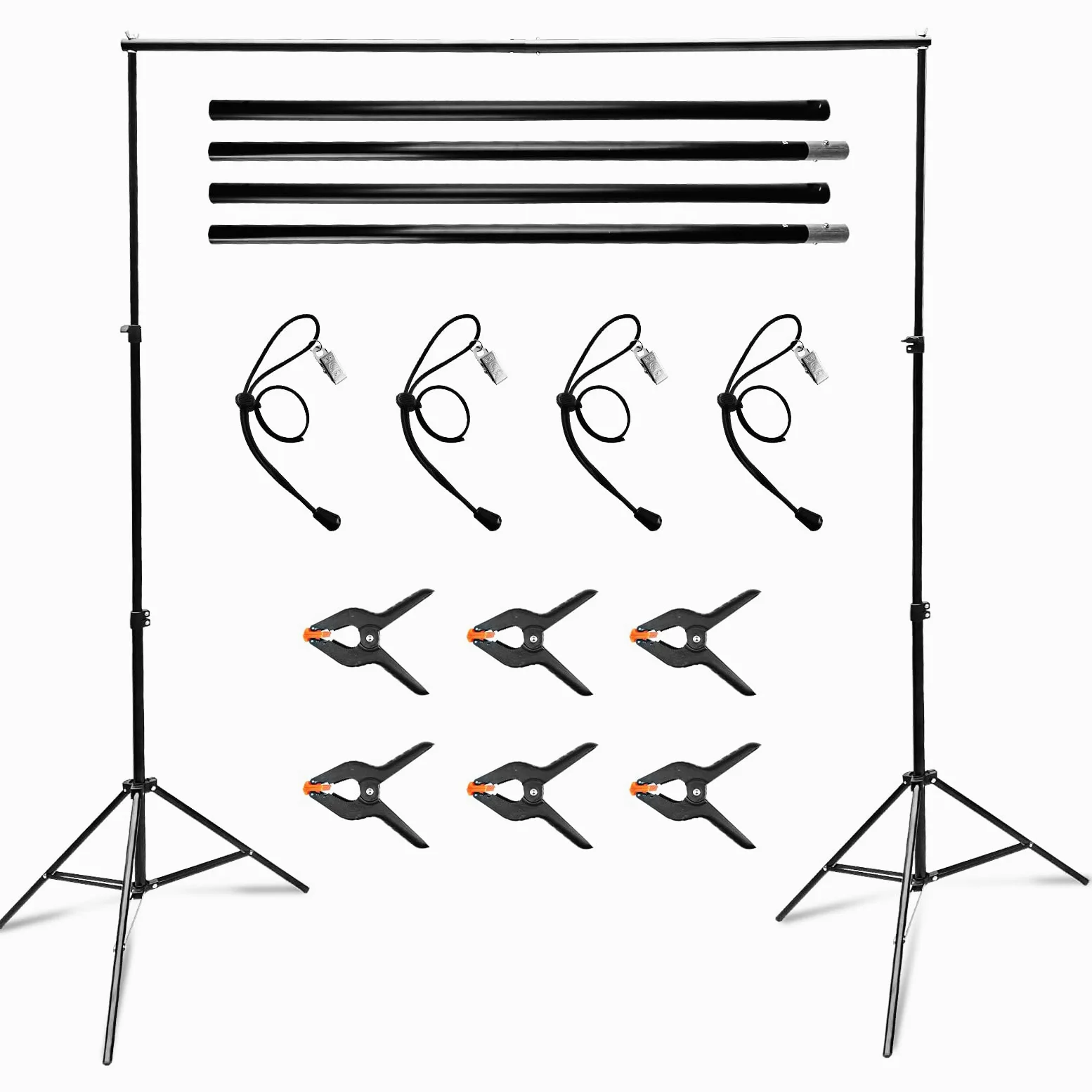 Relota Soporte de Fondo para Fotografía 200 cm x 300 cm, Ajustable Profesional Sistema de Soporte con 10 Abrazaderas de Resorte para Estudio Fotográfico, Retrato, Grabación de Video, Boda