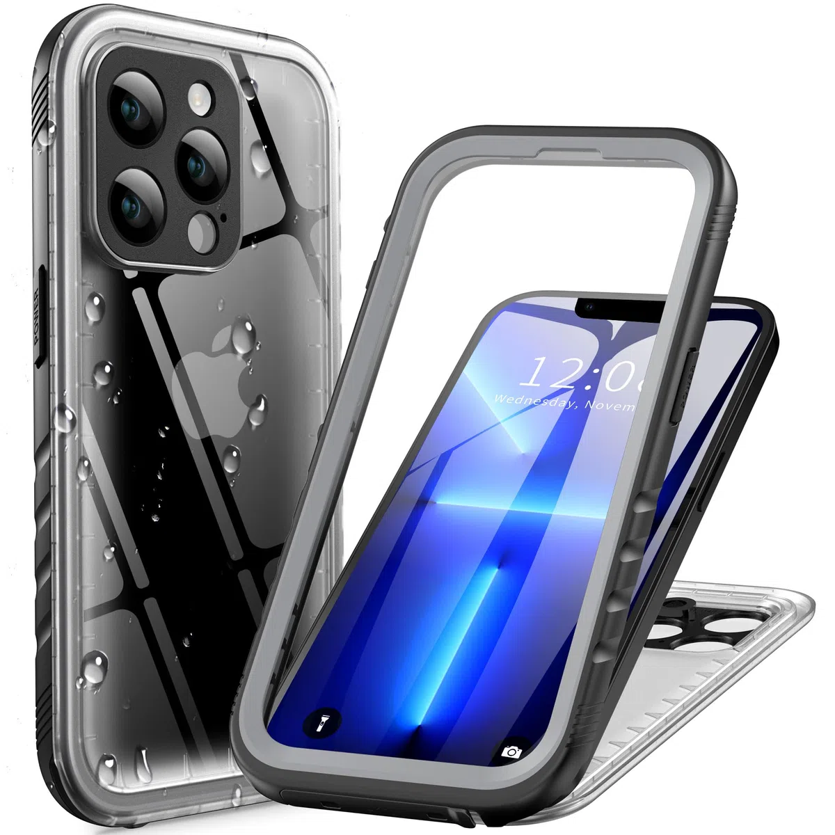 Cozycase Ultra Resistente Funda para iPhone 13 Pro MAX Impermeable Antigolpes Militar Transparente 360 Grados Carcasa 13 ProMax Doble Waterproof Acuatica Sumergible Agua con Protector Camara Pantalla