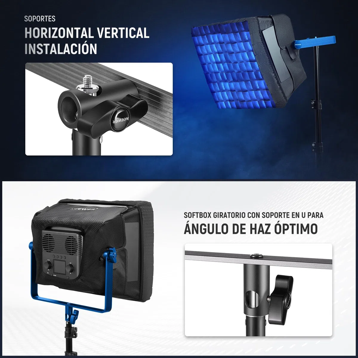 NEEWER Difusor Softbox Actualizado para RGB PL60C Panel Luz de Video LED, 39x32cm Plegable con Rejilla/Bolsa/Capota Opaca, Sin Necesidad de Quitar Puertas de Granero Configuración para Luz Suave,NS6S