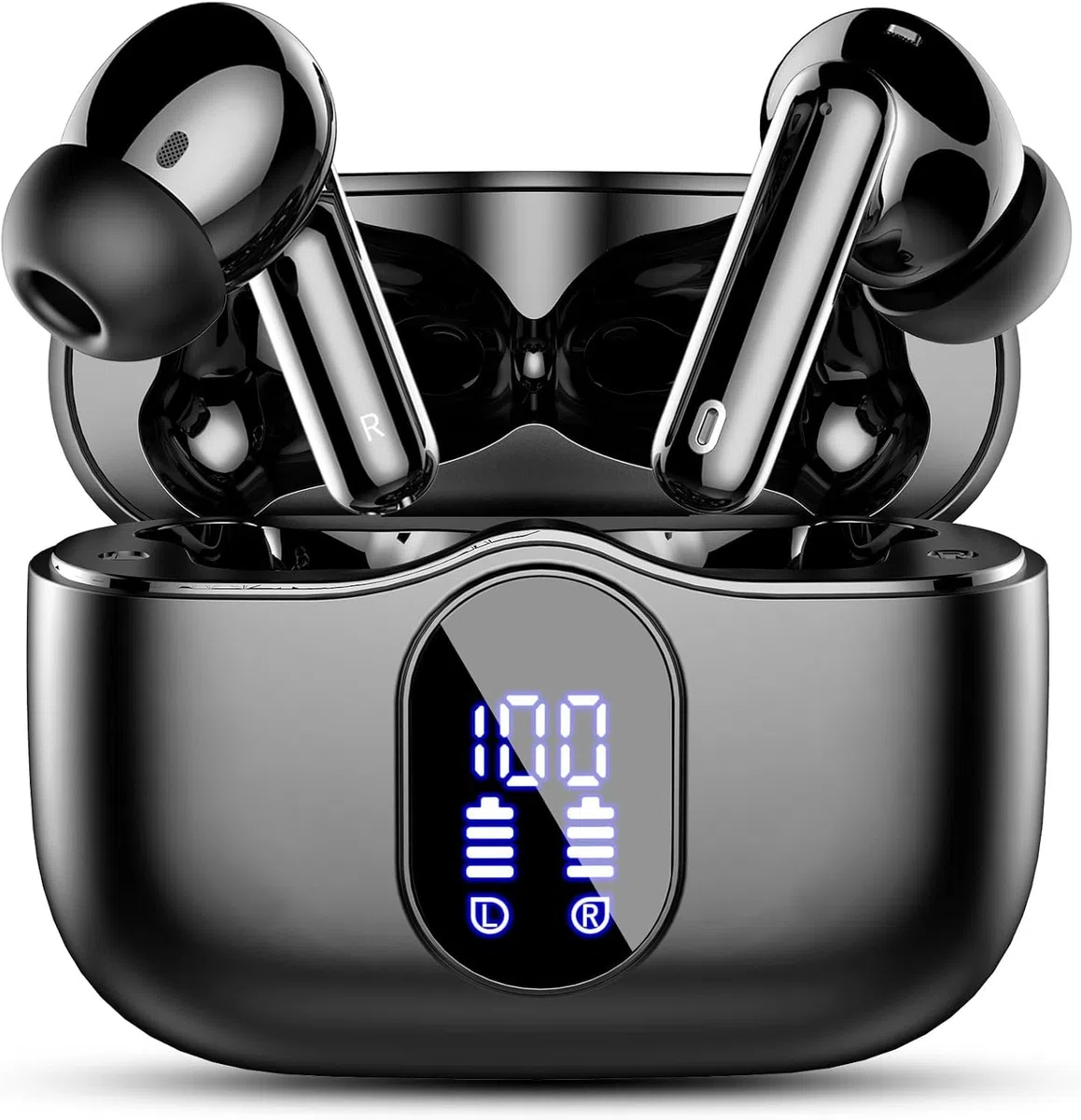 Btootos Auriculares Inalámbricos, Bluetooth 5.4 con HD Micrófono HiFi Estéreo Pantalla LED, Reducción de Ruido, 14.2 mm Controlador dinámico, IP7 Impermeable 40H Cascos Inalambricos