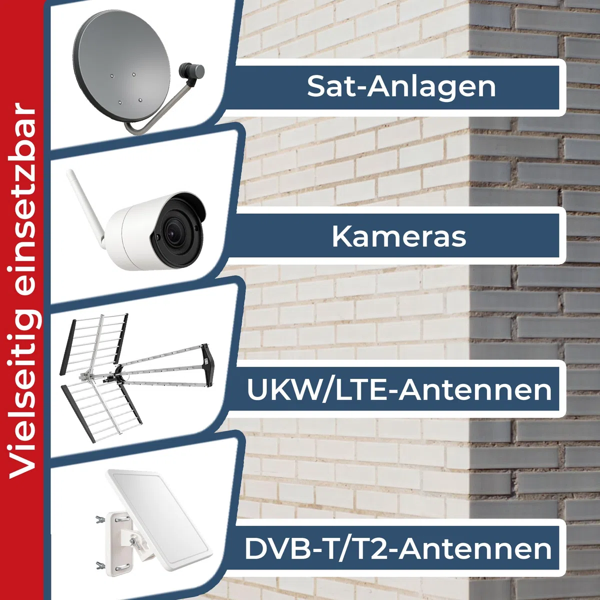 Premium X - Soporte de pared de 25 cm de aluminio para antena de satélite, soporte de pared para antena de satélite de aluminio, 250 mm