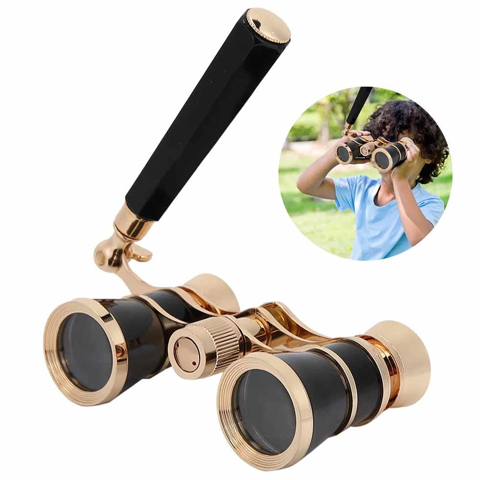 Acouto Telescopio Binocular de ópera 3X25 Teatro Portátil para Mujeres Niñas Blanco Ampliación para SP ópera Binocularteatro Binocularopera Telescopioteatro Telescopiobinocular (Black)