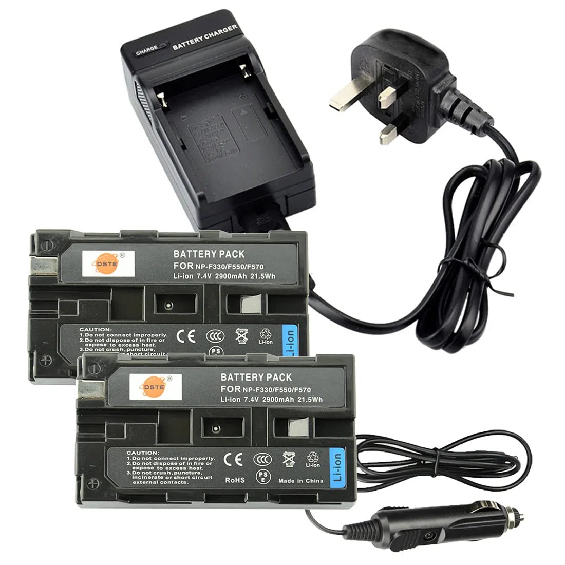 DSTE 2-Pieza Repuesto Batería y DC01U Viaje Cargador Kit para Sony NP-F330 NP-F530 NP-F550 NP-F570 CCD-RV100 CCD-RV200 CCD-SC5 CCD-SC55E CCD-SC55 CCD-SC6 CCD-SC65 CCD-SC7 CCD-SC9