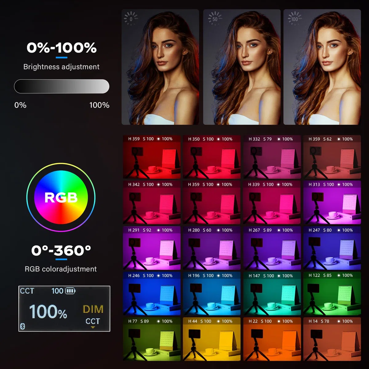 GODOX MA5R Luz de vídeo RGB magnética de color completo 1800K-10000K 14 efectos preprogramados para cámara DSLR (rosa)