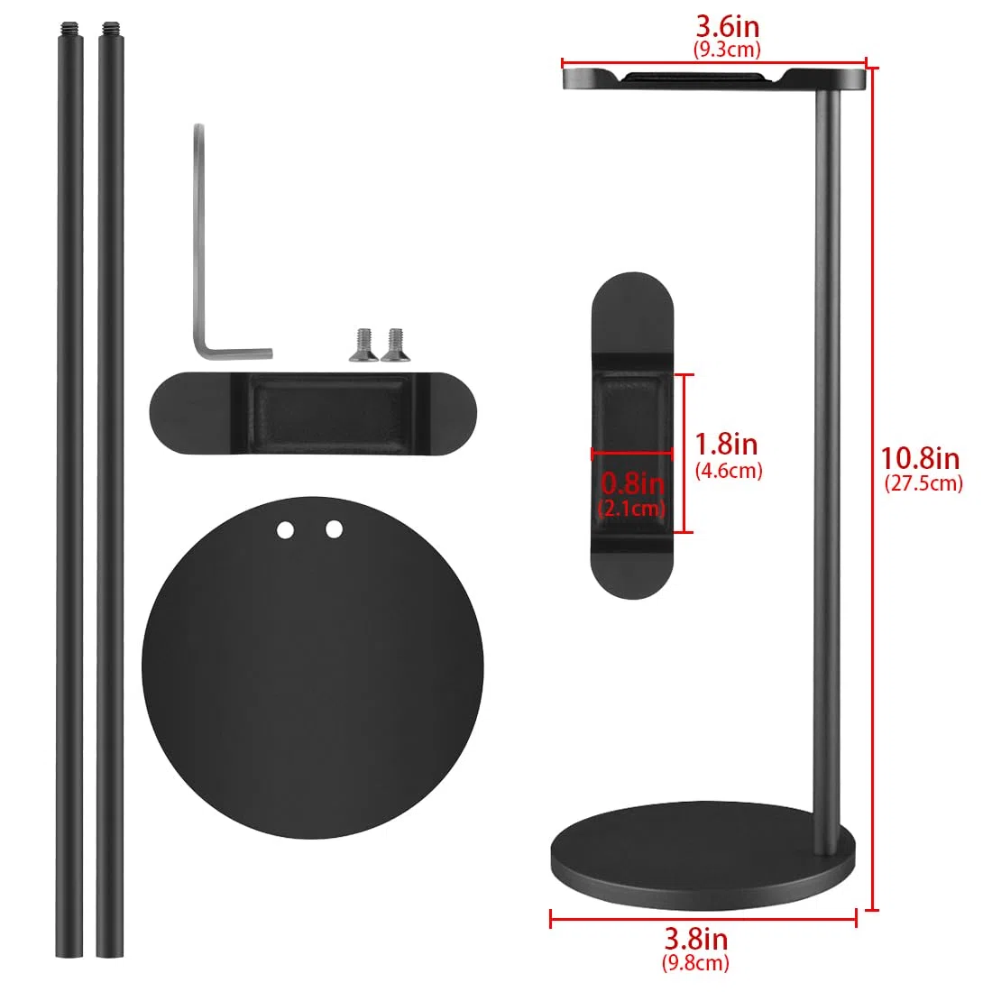 Geekria Soporte de Aluminio para Auriculares para Juegos, Soporte para Monitor de Escritorio con Base sólida Resistente, Compatible con Bose/Sony/Sennheiser/JBL (Negro)…