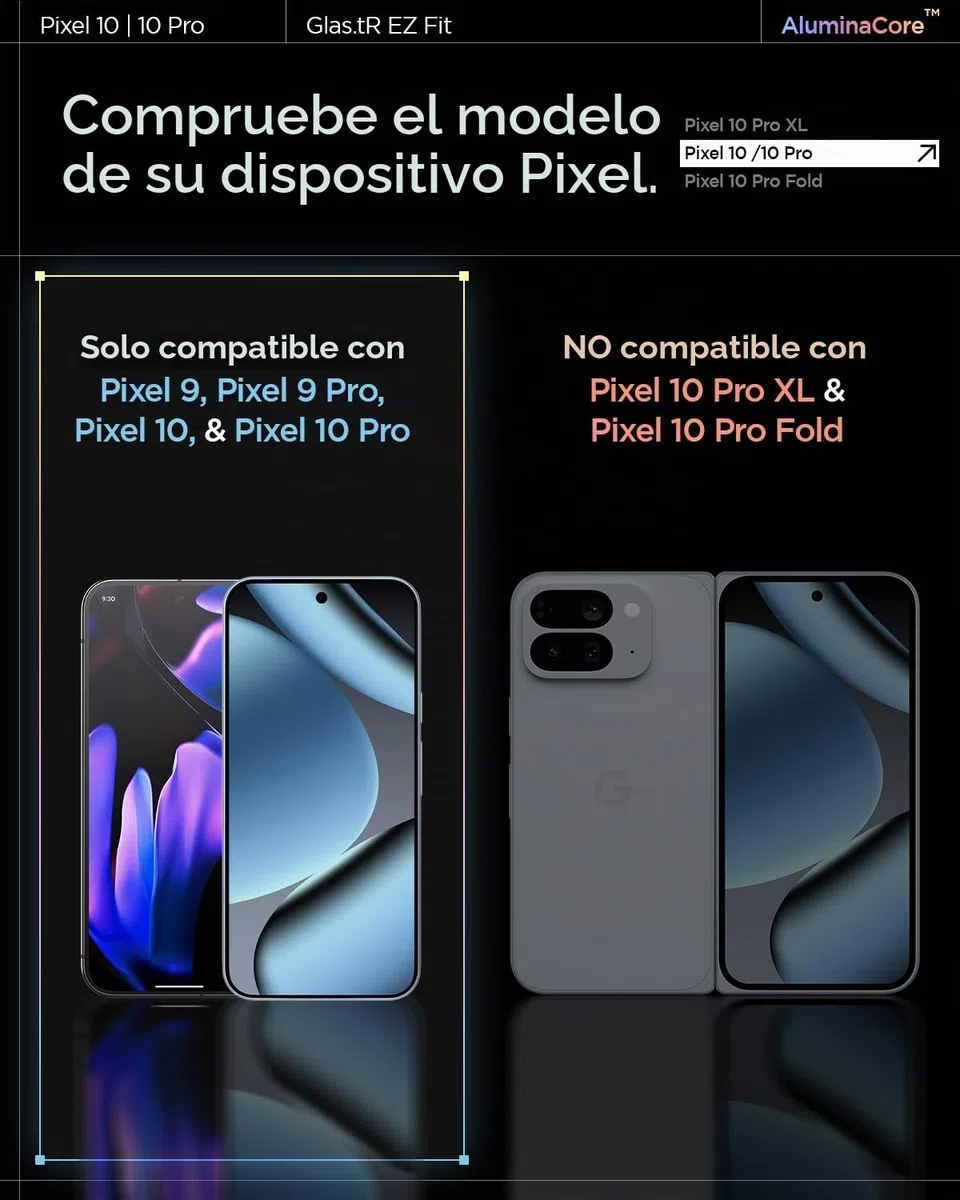 Spigen Glas.tR EZ Fit Protector Pantalla para Google Pixel 10, Pixel 10 Pro, Pixel 9, Pixel 9 Pro, 2 Unidades, Instalación Fácil, Alta Definicion, Dureza 9H, Anti-Arañazos