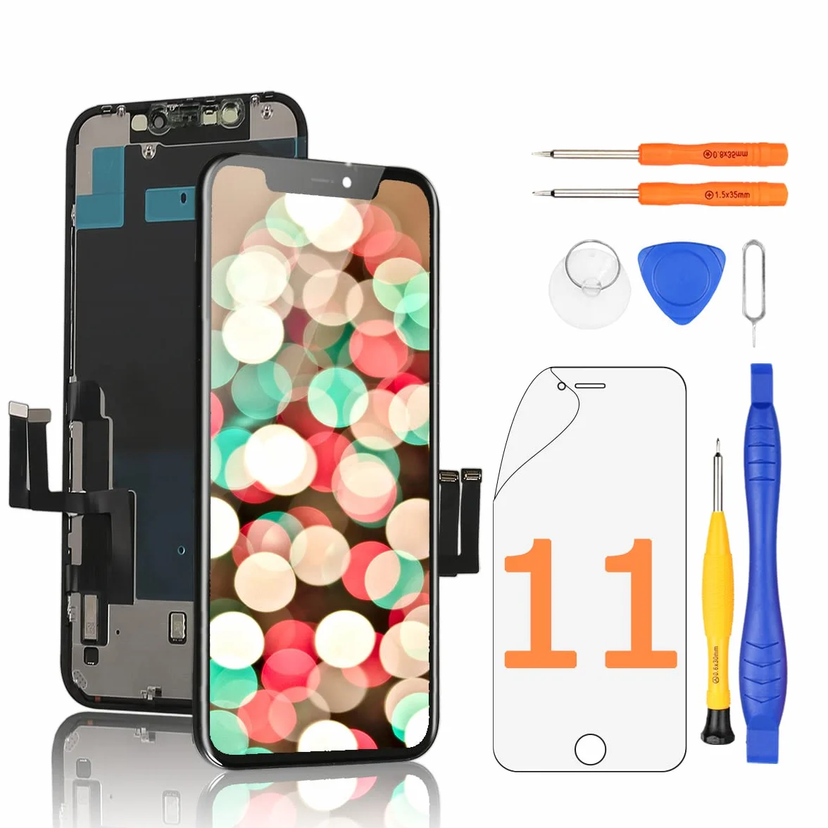 Yodoit Pantalla para iPhone 11 COF Full HD LCD 6.1 Pulgadas, digitalizador táctil, Compatible con el Modelo A2111, A2223, A2221, con Kit de Herramientas de reparación
