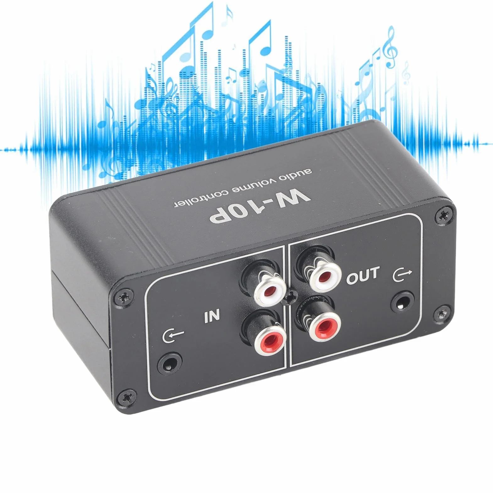 Controlador de Volumen de Audio Estéreo, Mini Atenuador Pasivo Estéreo con Entrada/Salida de 3,5mm, Señal sin Pérdidas, Carcasa de Aleación de Aluminio