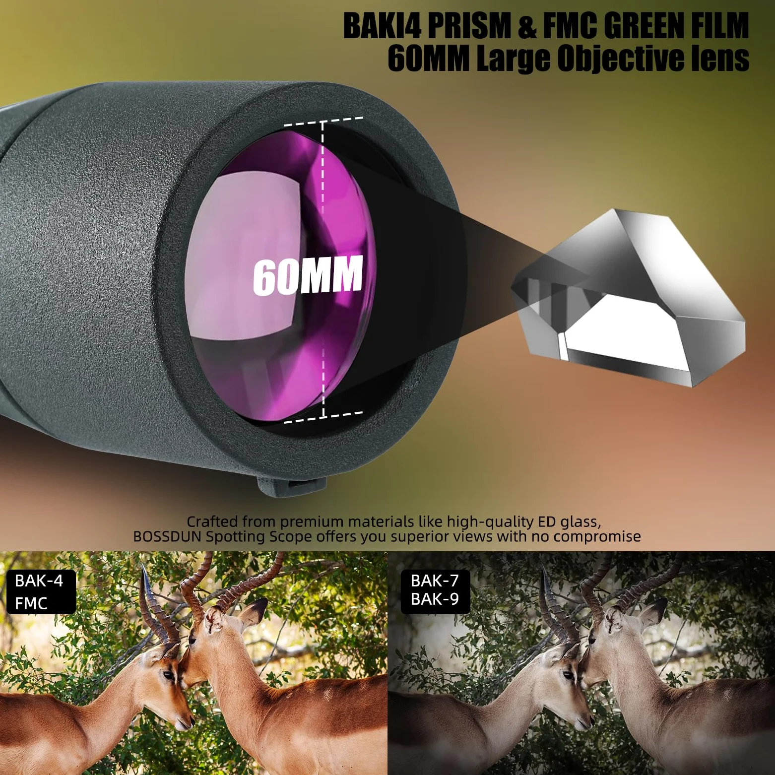 25-75X telescopio terrestre, Hunting Spotter Scope para Disparar a los Objetivos, Telescopios-A Prueba de Agua con Prisma BAK4 Trípode Adaptador de teléfono Bolsa de Transporte (GN0025)