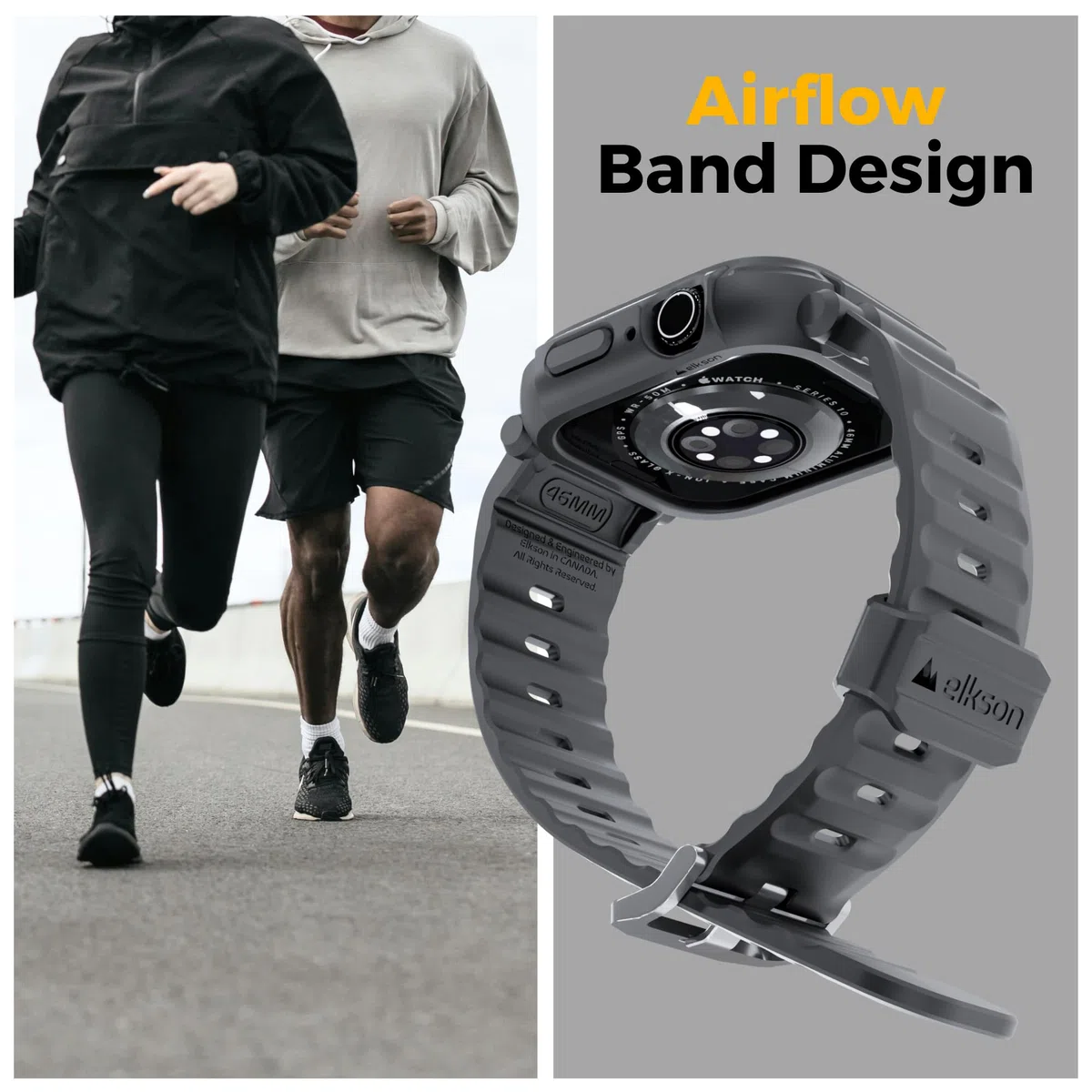 elkson Funda para Apple Watch Series 10 de 46 mm para hombre, resistente y resistente, correa táctica Quattro Pro 2.0 Series para iWatch, cubierta protectora duradera de grado militar, a prueba de