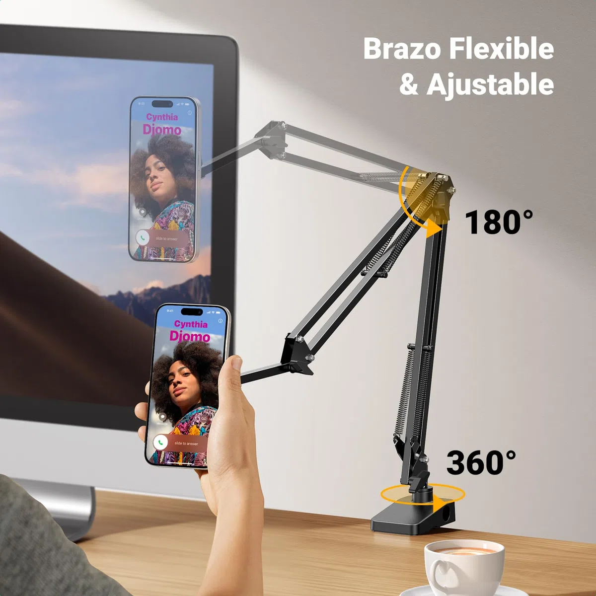 UGREEN Soporte Magnético Móvil para Cama, Stand Magsafe con Brazo Flexible Articulado Compatible con iPhone 16 15, 14, 13, 12 Series, Galaxy S24 Ultra y Más