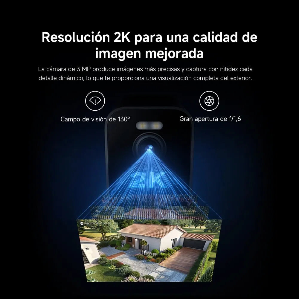 XIAOMI Outdoor Camera BW300, Cámara Exterior con batería de Larga duración, resolución 2k, IP67, Nocturna a Color, 130º, Blanco