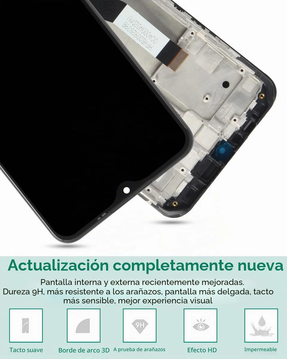Para Xiaomi Redmi 9 Pantalla LCD para Redmi 9 Reemplazo de pantalla M2004J19G Pantalla táctil Digitalizador Asamblea M2004J19C Kits de piezas de reparación (negro con marco)