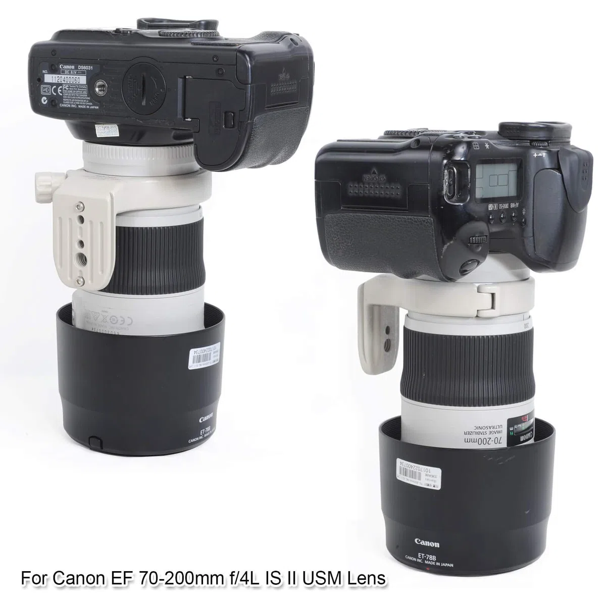 iShoot Anillo de montaje de trípode de metal, soporte de cuello de lente AII (W) compatible con Canon EF 70-200 mm f/4L / IS / IS II USM, 80-200 mm f/2.8L, 400 mm f/5.6L USM, parte inferior con ranura