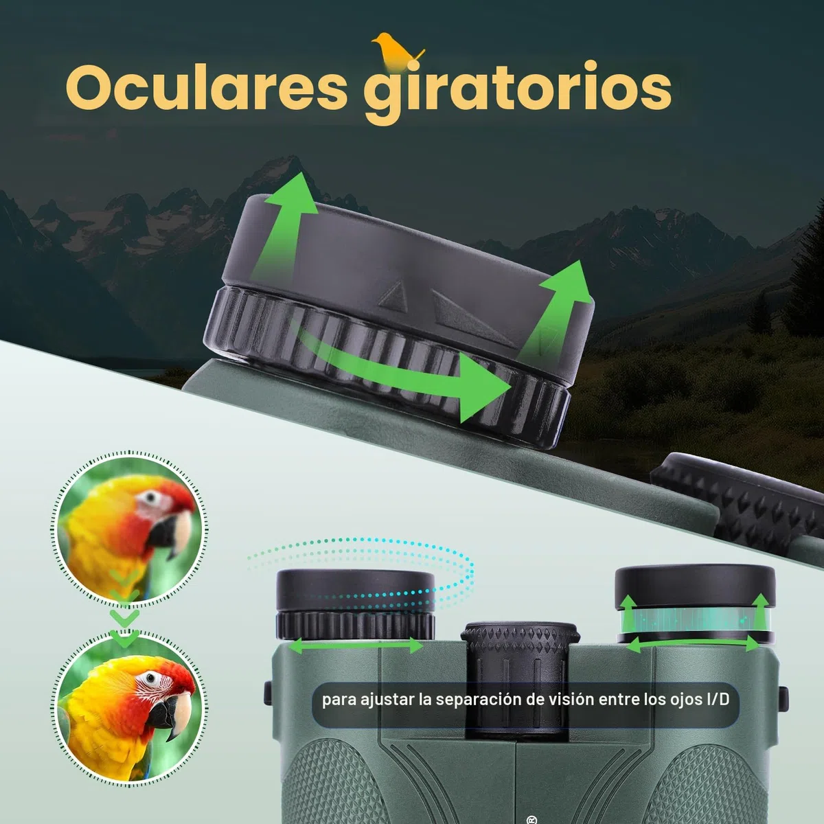 Prismáticos de largo alcance y ligeros para adultos, 12 x 25, pequeño telescopio para observación de aves, deportes al aire libre, juegos y viajes