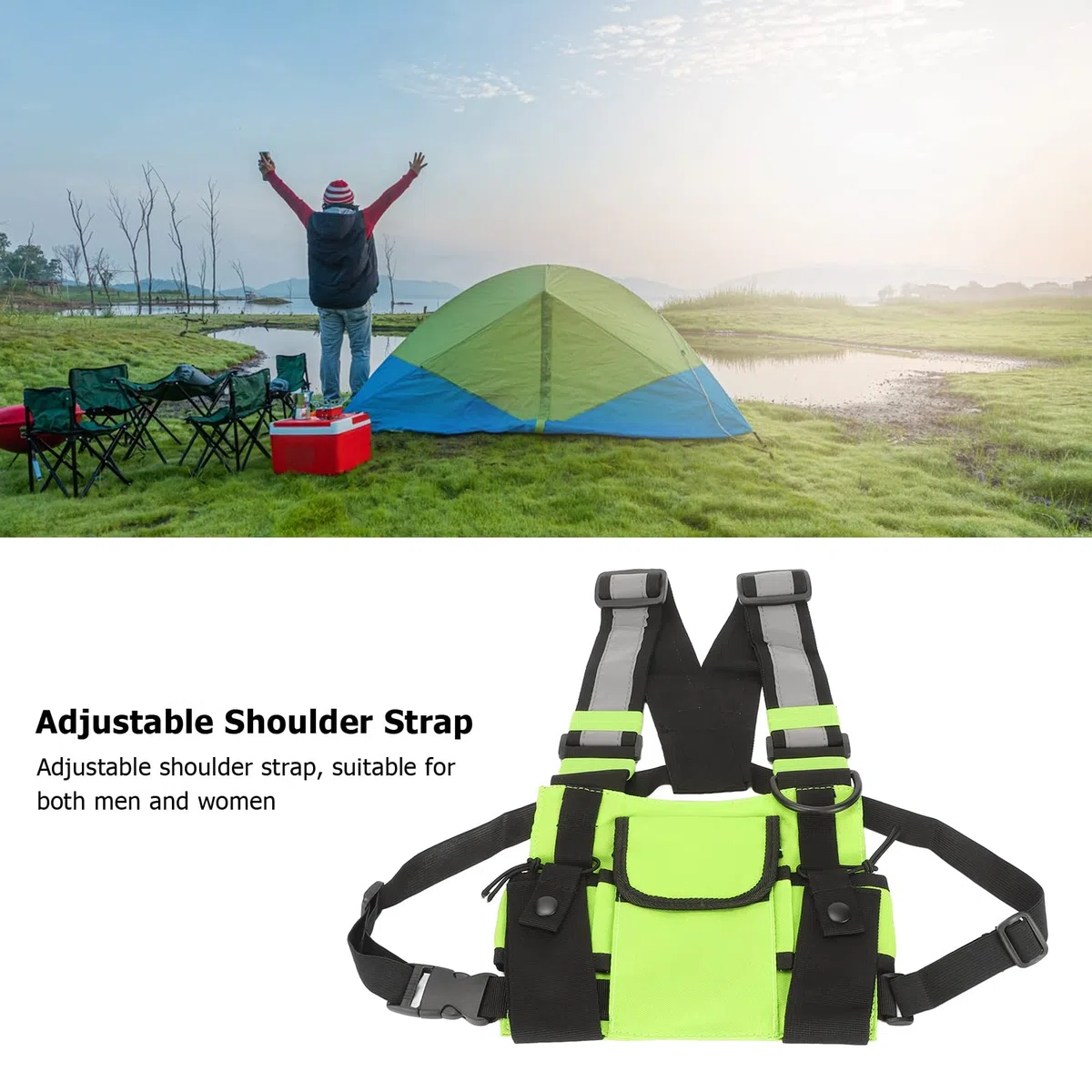 Bolsa de Arnés de Radio, Aparejo de Soporte de Arnés de Pecho de Radio Universal, Arnés de Pecho de Radio Walkie Talkies con Correas de Hombro Ajustables