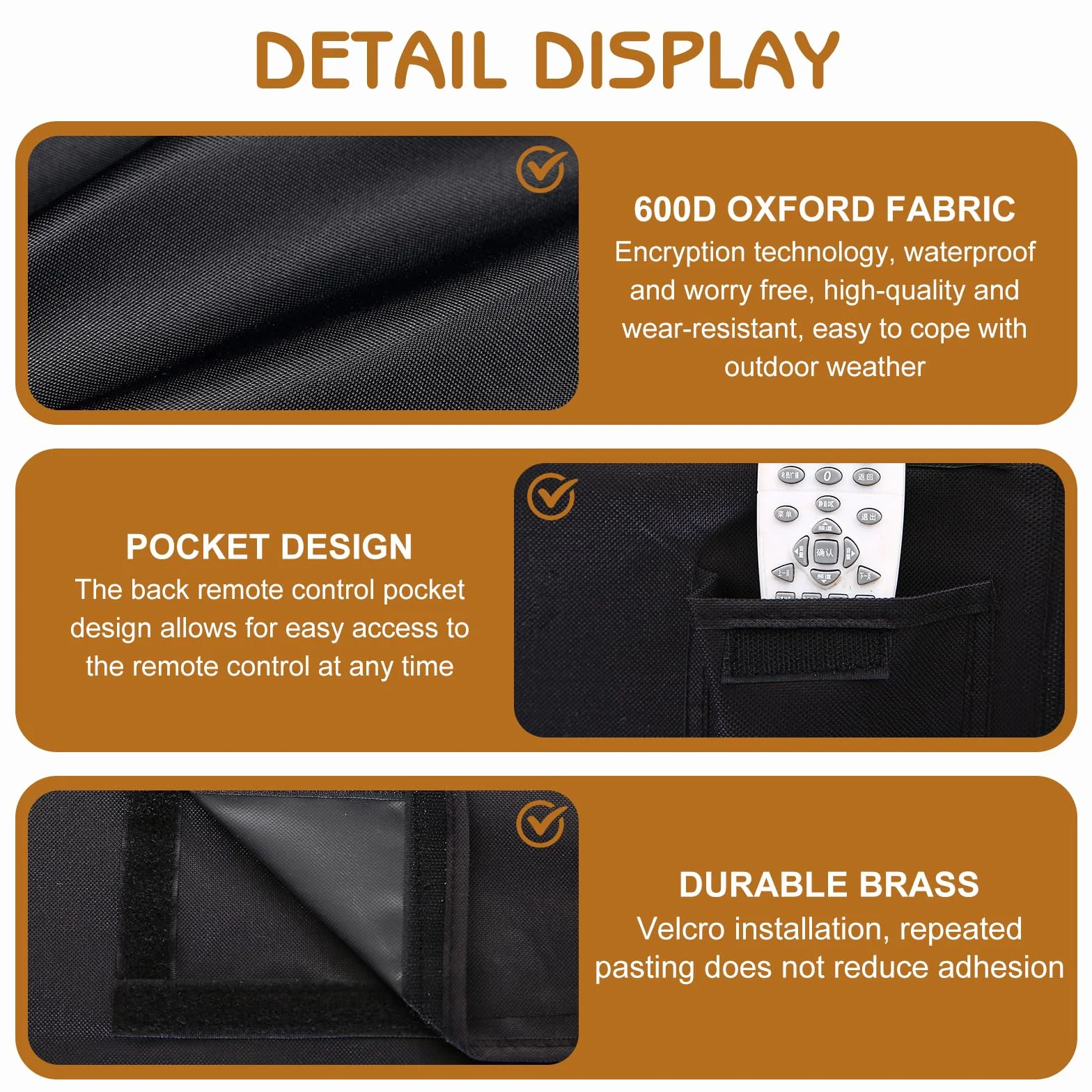 Funda para TV de 40 a 42 pulgadas, tela Oxford 600D con revestimiento de poliuretano, cubierta impermeable, resistente al polvo y a la intemperie, adecuada con soportes estándar