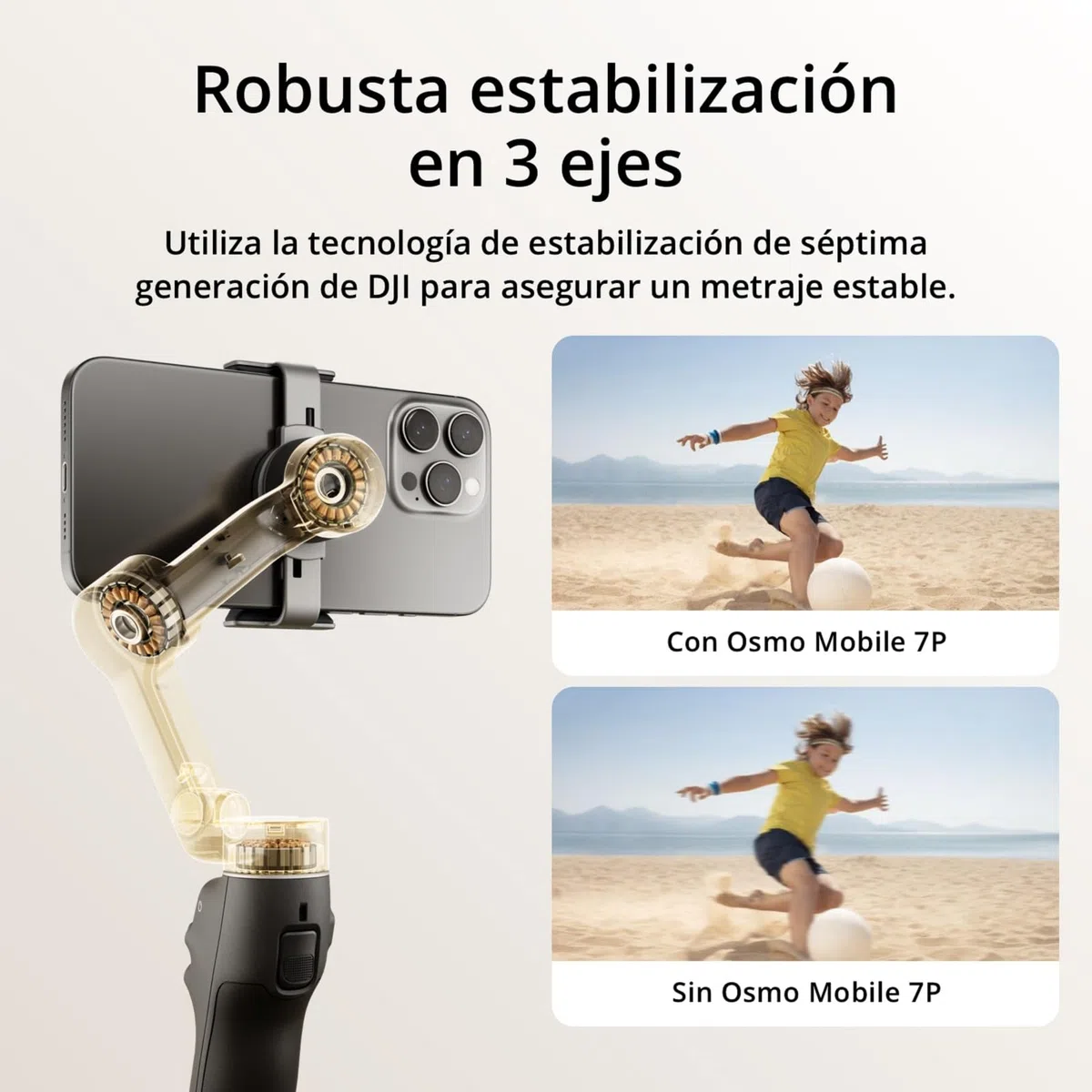 dji Osmo Mobile 7P Estabilizador para iPhone, Android, Seguimiento Nativo, Iluminación, Estabilizador para movil de 3 Ejes, Inicio rápido, Edición con un Toque, Brazo Extensible y trípode Integrados