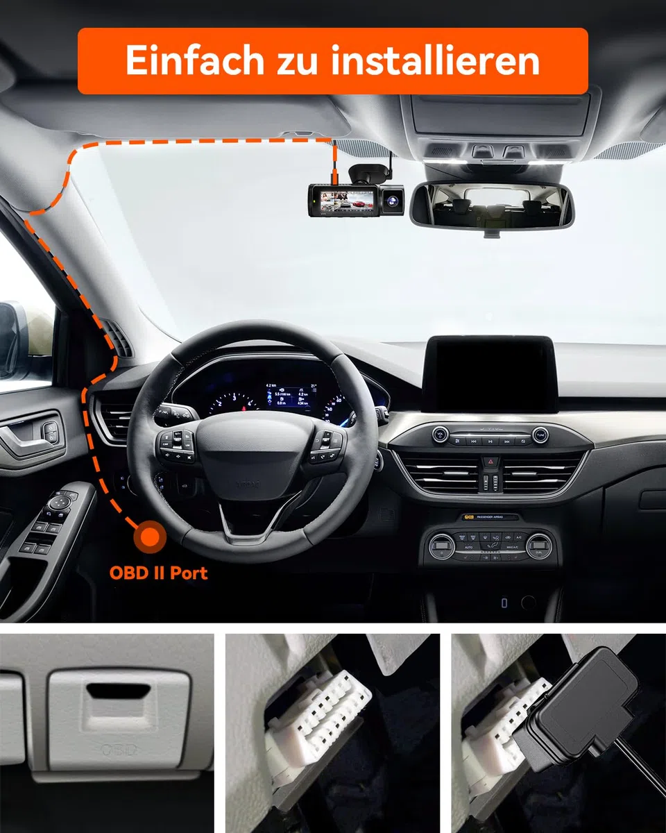 VANTRUE USB C Pantalla OBD cableado con 3 Niveles para Todas Las cámaras Vantrue, protección de bajo Voltaje 11.6V/12V/12.4V, 23.6V/24V/24.4V, monitoreo de estacionamiento Las 24 Horas, 3 Metros