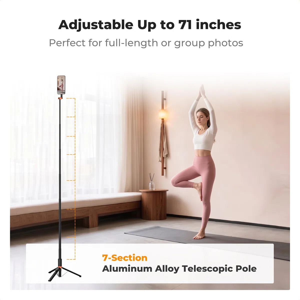 K&F CONCEPT MS-18 180cm Trípode para Movil Magnético Palo Selfie Liger, Soporte Magnético Extensible con Mando Bluetooth, Ajuste 3 Ejes, Estructura Aluminio per iPhone 17 16 15 14 Pro/MAX, Negro
