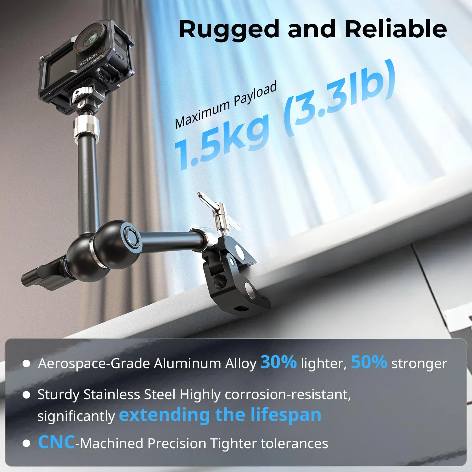 SMALLRIG Brazo mágico de 11 pulgadas con pinza en forma de cangrejo, brazo con tornillo de 1/4"-20 y pasadores retráctiles, para cámaras de acción, monitores, lámparas de video y micrófonos - 5311