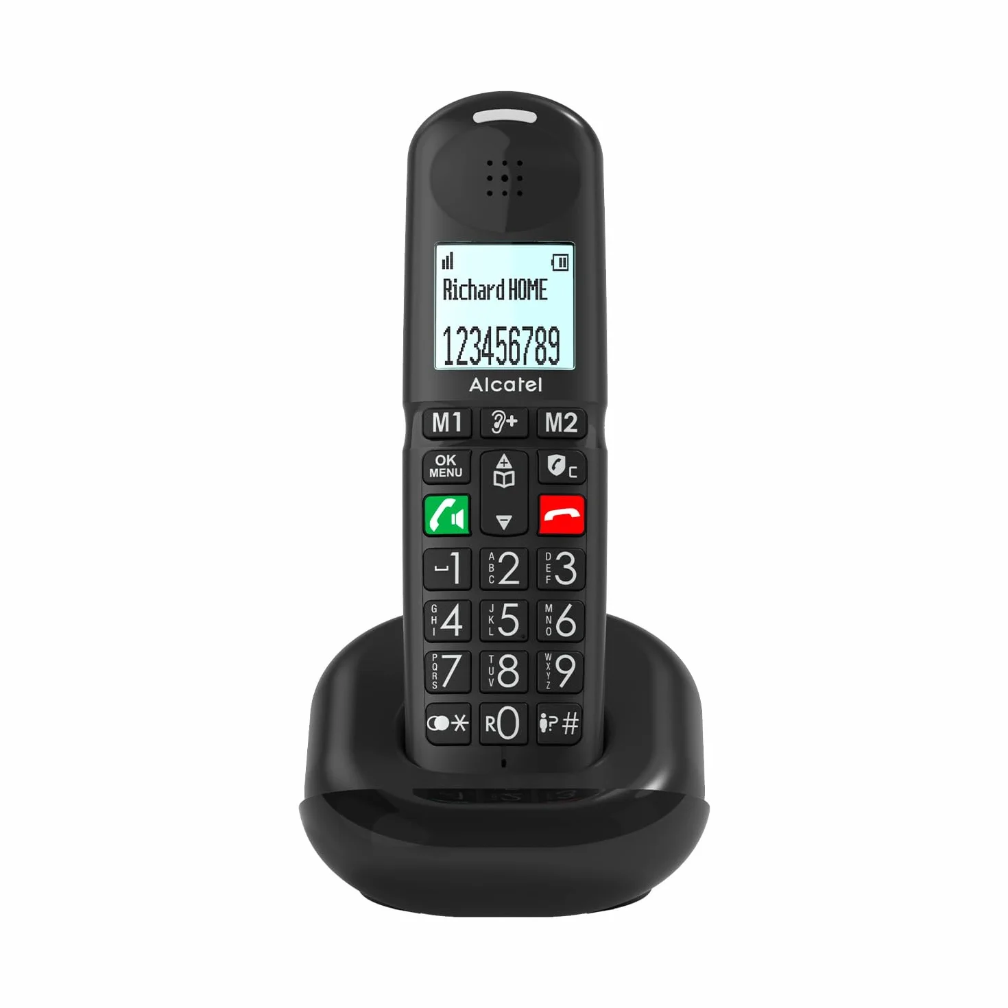 ALCATEL XL685 - Teléfono Inalámbrico DECT Senior Tamaño XL - Pantalla Gráfica - Teclas Grandes - Audio Boost - Manos Libres - Bloqueo de Llamadas - Negro