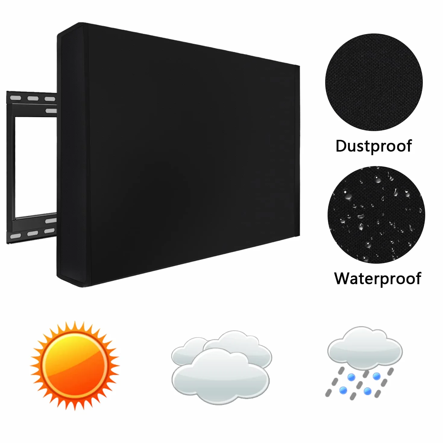 MaxAwe Funda para TV 50-52 pulgadas, exterior, 52 x 33 x 5 pulgadas (132 x 84 x 14 cm), resistente a la intemperie, universal, protector de pantalla negro