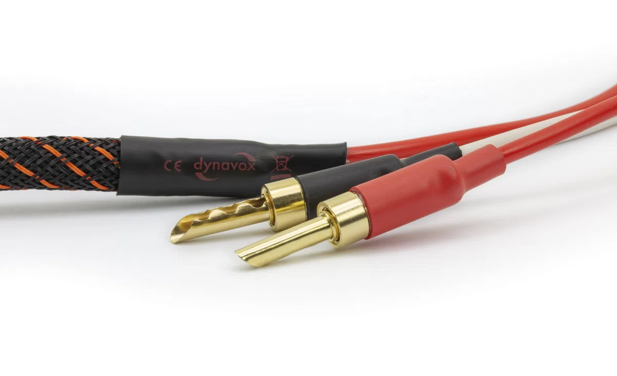 Dynavox Perfect Sound Flex Cable de Altavoz, confeccionado, extremadamente flexible, conectores huecos de banana chapados en oro, transmisión de señal sin pérdidas, cobre OFC de alta pureza, par, 2m